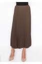 Soft Pleated Brown Midi Skirt