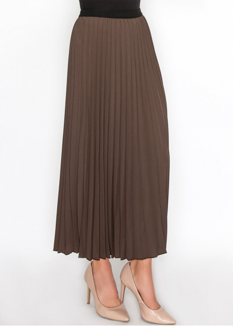 Soft Pleated Brown Midi Skirt