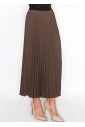 Soft Pleated Brown Midi Skirt