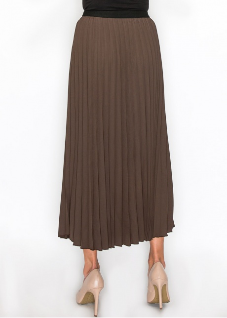 Soft Pleated Brown Midi Skirt
