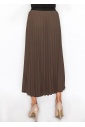 Soft Pleated Brown Midi Skirt