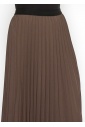 Soft Pleated Brown Midi Skirt