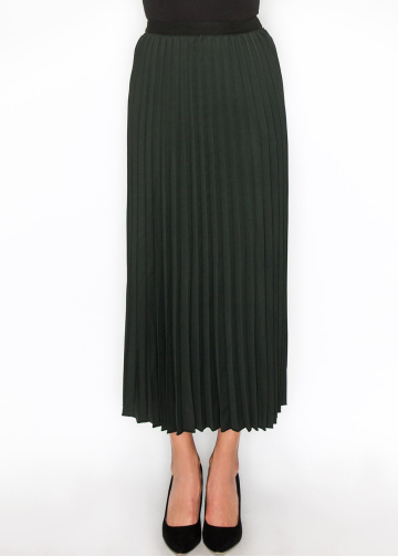 Hunter Green Midi Pleat Skirt