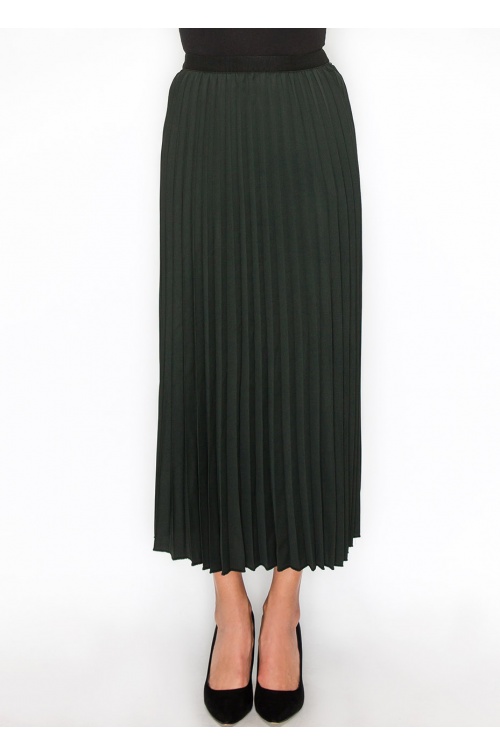 Hunter Green Midi Pleat Skirt