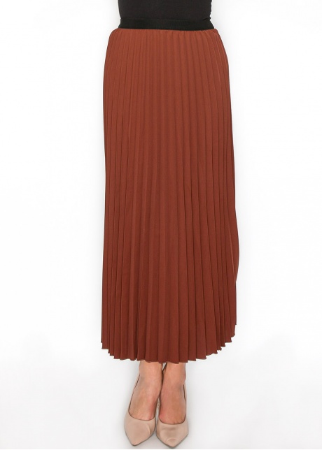 Classic Pleated Rust Midi Skirt