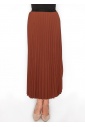 Classic Pleated Rust Midi Skirt