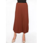 Classic Pleated Rust Midi Skirt