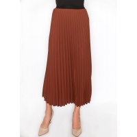 Classic Pleated Rust Midi Skirt