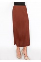 Classic Pleated Rust Midi Skirt