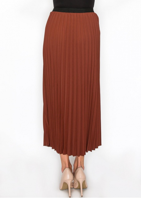 Classic Pleated Rust Midi Skirt