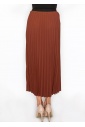 Classic Pleated Rust Midi Skirt