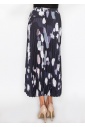 Abstract Pleated Black Midi Skirt