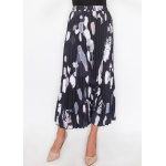 Abstract Pleated Black Midi Skirt