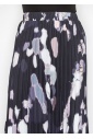 Abstract Pleated Black Midi Skirt