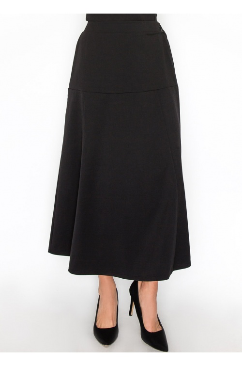 Black Panel Midi Skirt