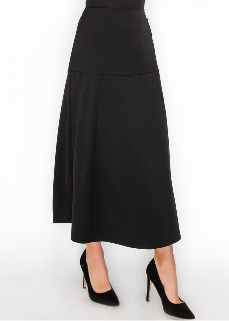 Black Panel Midi Skirt