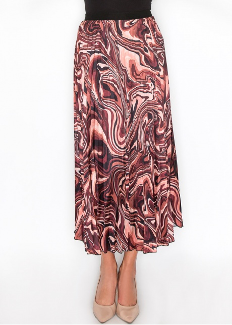 Burgundy Abstract Swirl Pleated Skirt