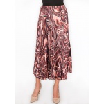 Burgundy Abstract Swirl Pleated Skirt