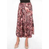 Burgundy Abstract Swirl Pleated Skirt