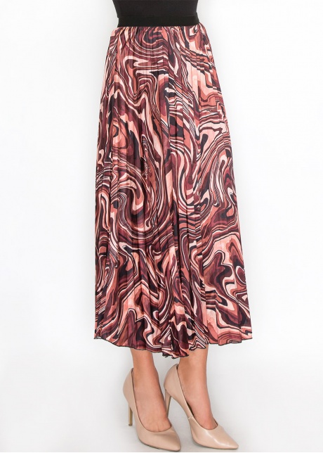 Burgundy Abstract Swirl Pleated Skirt