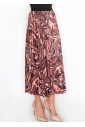 Burgundy Abstract Swirl Pleated Skirt