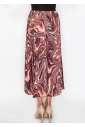 Burgundy Abstract Swirl Pleated Skirt