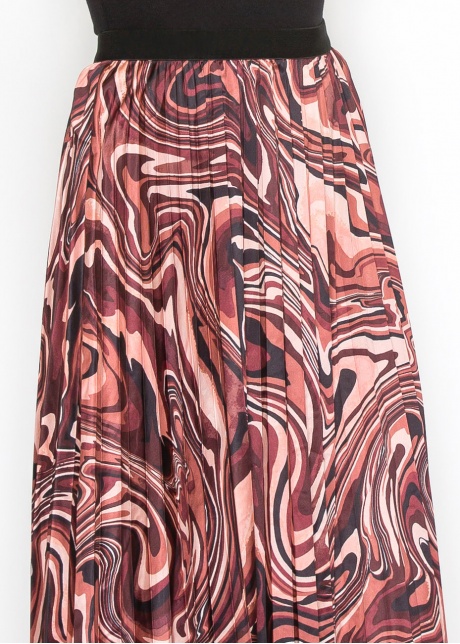Burgundy Abstract Swirl Pleated Skirt