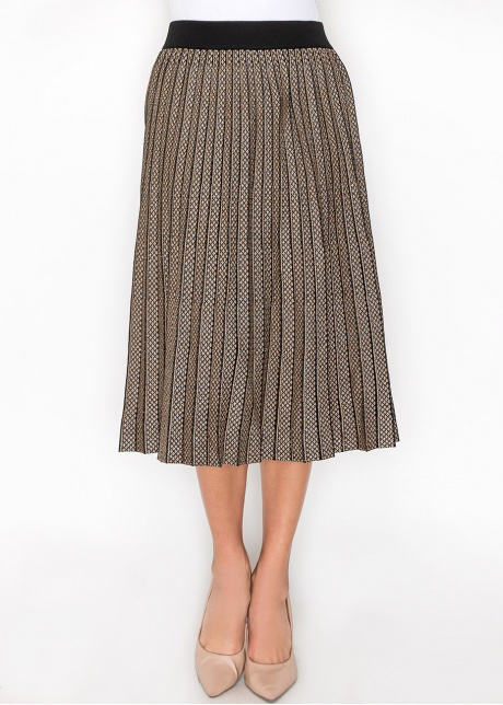 Gold and Black Pleated A-Line Skirt