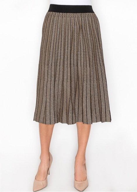 Gold and Black Pleated A-Line Skirt Gold and Black Pleated A-Line Skirt