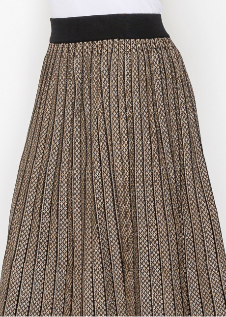 Gold and Black Pleated A-Line Skirt