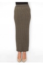 Olive Cable-Knit Maxi Skirt