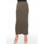 Olive Cable-Knit Maxi Skirt