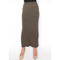Olive Cable-Knit Maxi Skirt