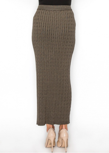 Olive Cable-Knit Maxi Skirt