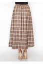 Classic Brown Plaid Skirt with Tie Waist