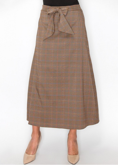 Plaid Tie-Front Midi Skirt