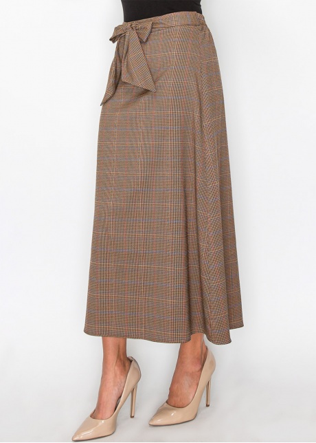 Plaid Tie-Front Midi Skirt