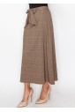 Plaid Tie-Front Midi Skirt