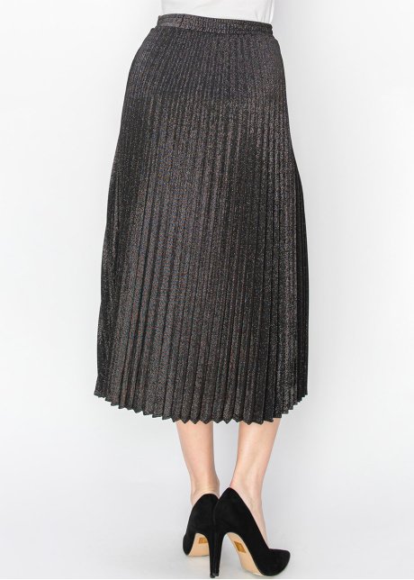 Black Pleated Lurex Shimmer Skirt