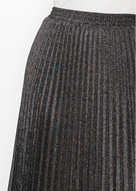 Black Pleated Lurex Shimmer Skirt