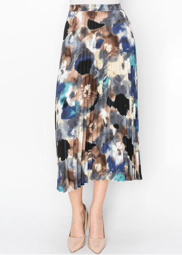 Watercolor Bloom Pleated Skirt