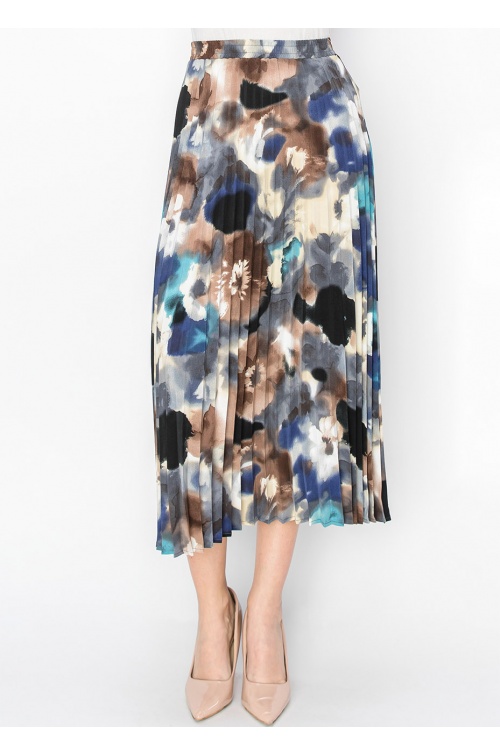 Watercolor Bloom Pleated Skirt