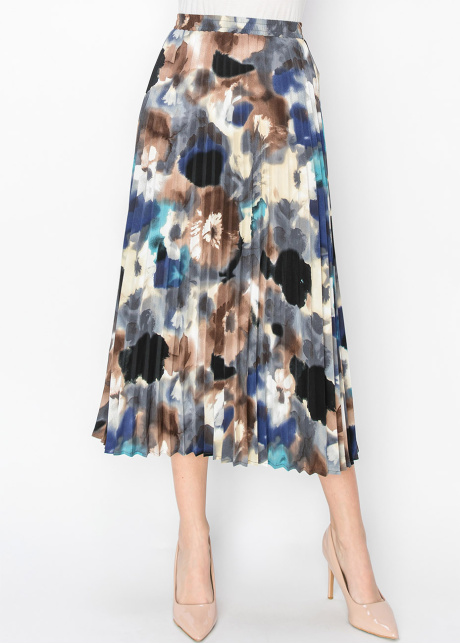 Watercolor Bloom Pleated Skirt