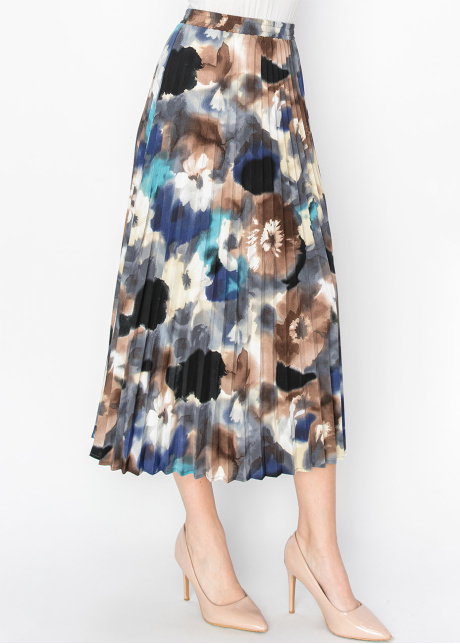 Watercolor Bloom Pleated Skirt
