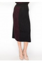 Burgundy and Black Cable Knit Contrast Skirt