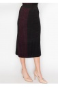 Burgundy and Black Cable Knit Contrast Skirt