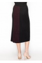 Burgundy and Black Cable Knit Contrast Skirt