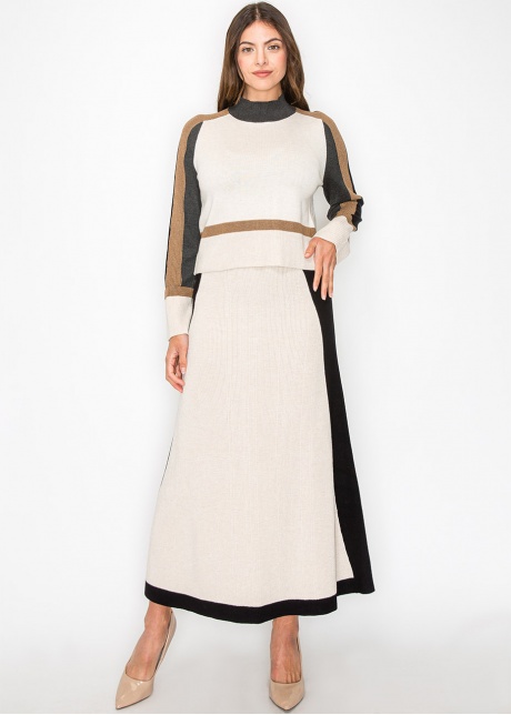 Classic Colorblock Cream and Black Knit Skirt