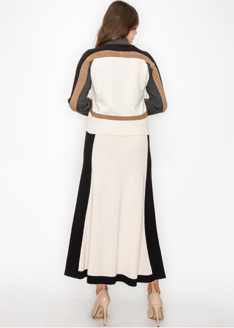 Classic Colorblock Cream and Black Knit Skirt