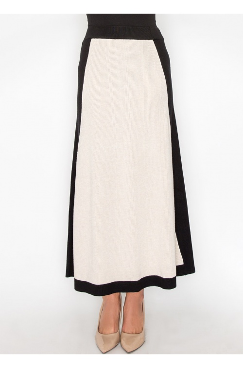 Classic Colorblock Cream and Black Knit Skirt